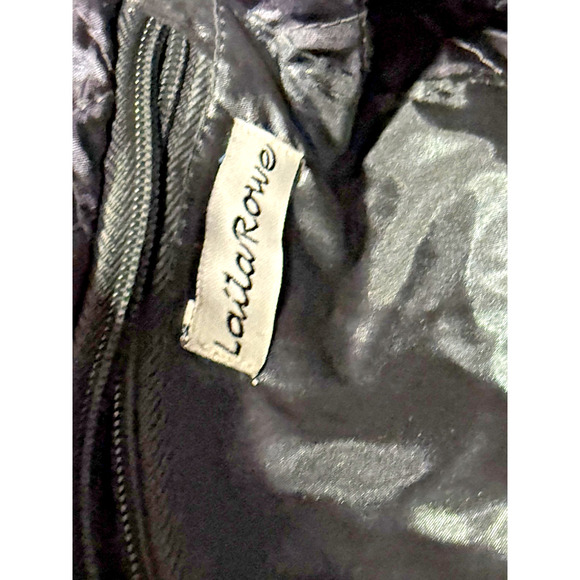 Vintage Satin Pleated Floral Evening Handbag Black Purse Bag Formal Party Tote - Picture 5 of 8